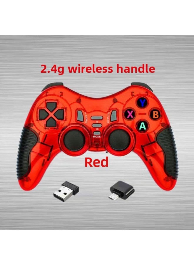 Wireless Game Controller Single Player Computer TV Box Handheld Device USB Interface Vibration Function For PC Game Console Android Phone-Product Color:Red  - Image 1