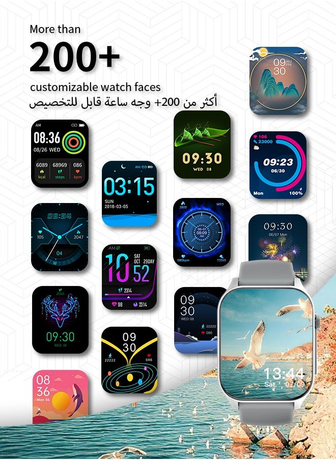 WAPIK - Korean Brand X5S Smart Watch,Business Smartwatch,Waterproof Fitness Watch, Bluetooth Calling,Smart watch for Men, Zinc Alloy Vacuum Plating, Heart Rate Monitoring,Smart watch for Women Silver - Image 1