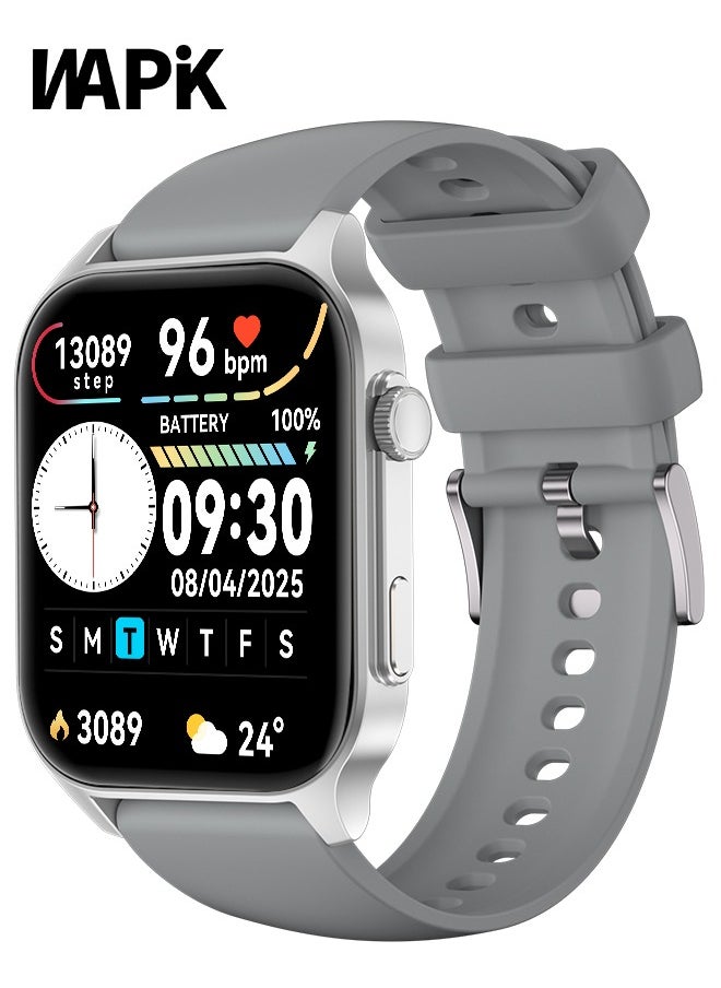 WAPIK - Korean Brand X5S Smart Watch,Business Smartwatch,Waterproof Fitness Watch, Bluetooth Calling,Smart watch for Men, Zinc Alloy Vacuum Plating, Heart Rate Monitoring,Smart watch for Women Silver - Image 1