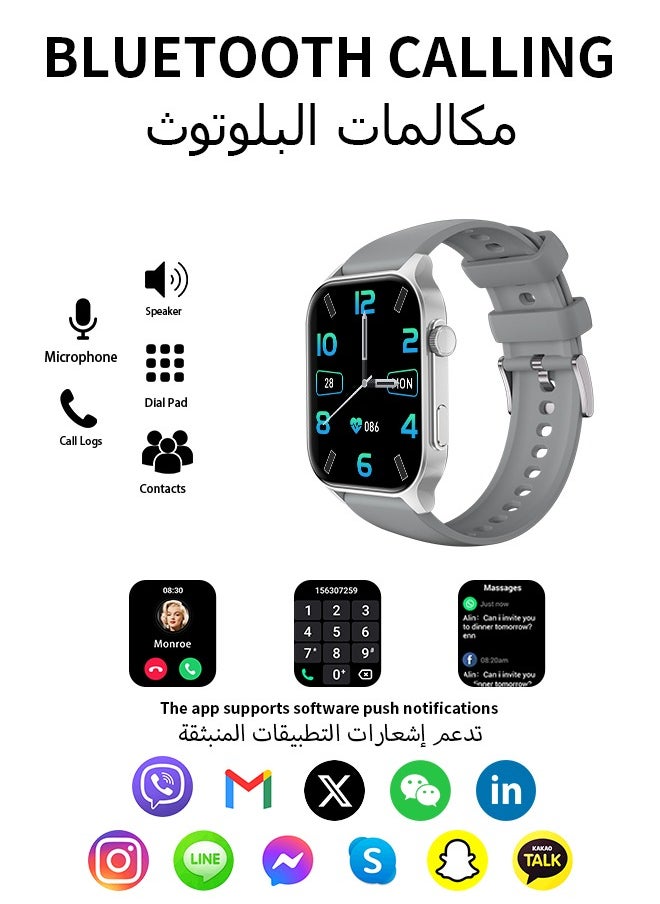 WAPIK - Korean Brand X5S Smart Watch,Business Smartwatch,Waterproof Fitness Watch, Bluetooth Calling,Smart watch for Men, Zinc Alloy Vacuum Plating, Heart Rate Monitoring,Smart watch for Women Silver - Image 1