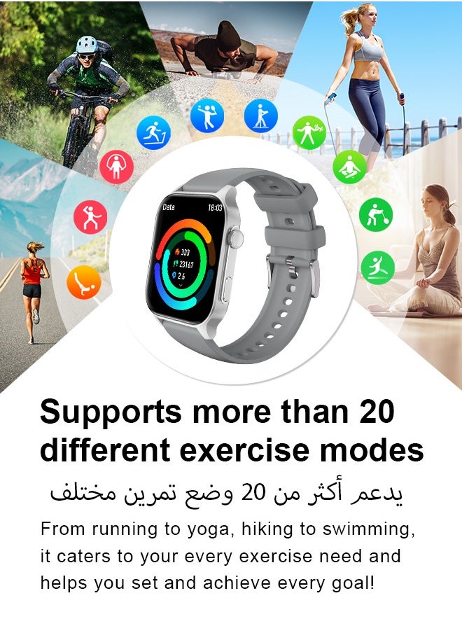 WAPIK - Korean Brand X5S Smart Watch,Business Smartwatch,Waterproof Fitness Watch, Bluetooth Calling,Smart watch for Men, Zinc Alloy Vacuum Plating, Heart Rate Monitoring,Smart watch for Women Silver - Image 1