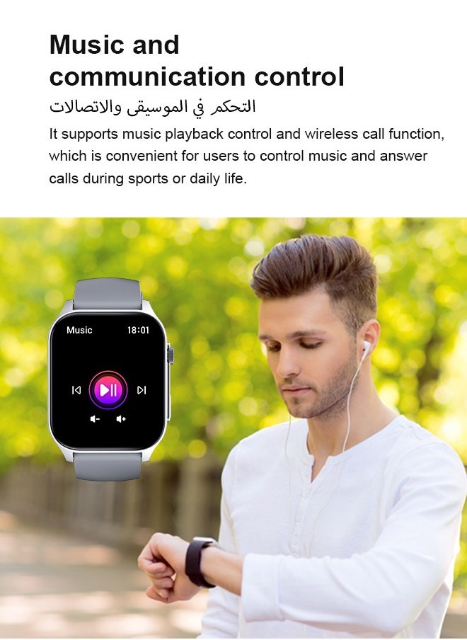 WAPIK - Korean Brand X5S Smart Watch,Business Smartwatch,Waterproof Fitness Watch, Bluetooth Calling,Smart watch for Men, Zinc Alloy Vacuum Plating, Heart Rate Monitoring,Smart watch for Women Silver - Image 1