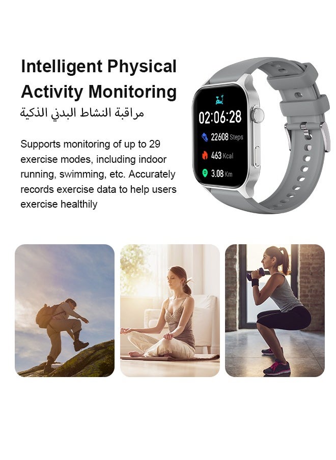WAPIK - Korean Brand X5S Smart Watch,Business Smartwatch,Waterproof Fitness Watch, Bluetooth Calling,Smart watch for Men, Zinc Alloy Vacuum Plating, Heart Rate Monitoring,Smart watch for Women Silver - Image 1