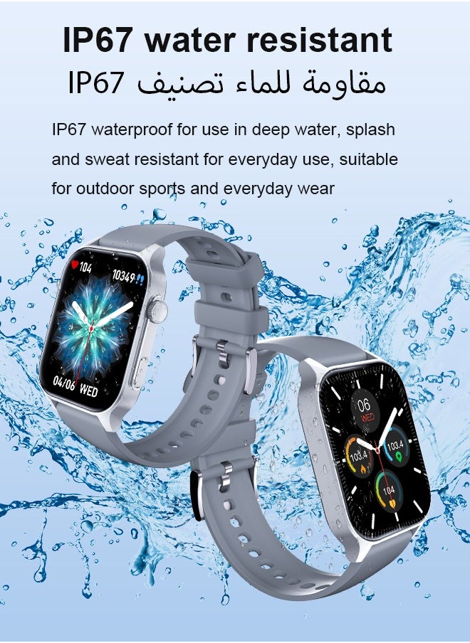 WAPIK - Korean Brand X5S Smart Watch,Business Smartwatch,Waterproof Fitness Watch, Bluetooth Calling,Smart watch for Men, Zinc Alloy Vacuum Plating, Heart Rate Monitoring,Smart watch for Women Silver - Image 1
