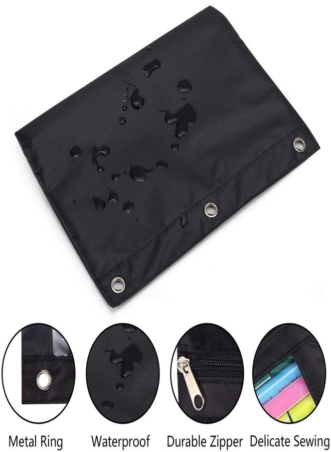 Wodison 18-Packs 3 Ring Pencil Pouch with Clear Window School Classroom Binder Pocket Case Office Stationery Bag Black - Image 3