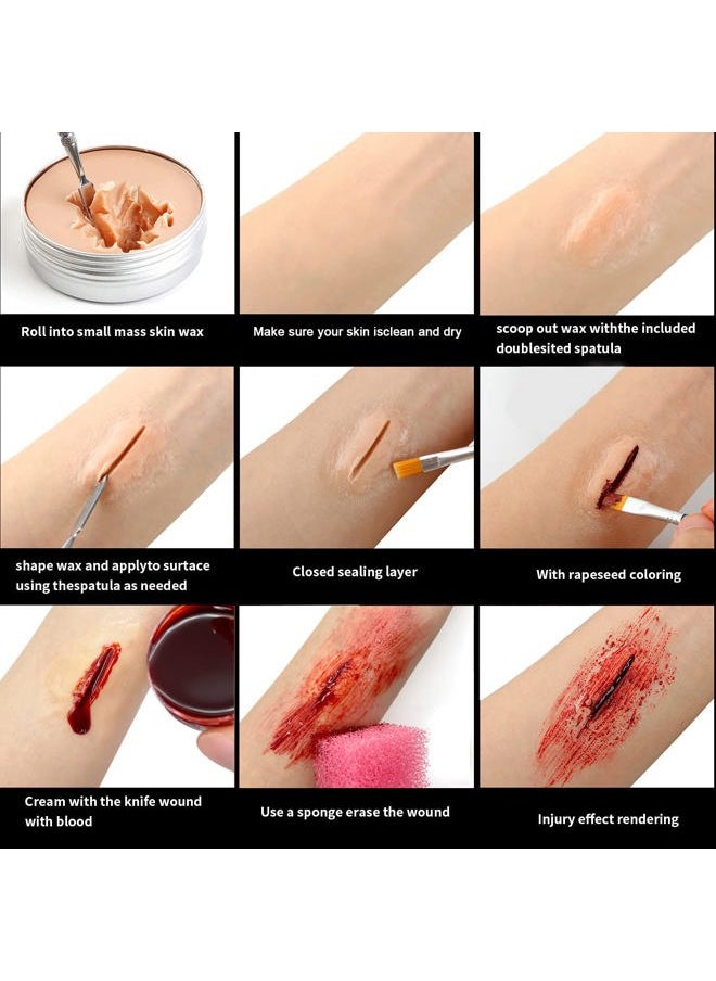 Immetee - Scar Wax SFX Makeup Kit, Face & Body Paint, Christmas Halloween Makeup Kit, Fake Blood, Painting Brushes, Spatula, Stipple Sponge, Stage Theatrical Party Cosplay, Carnival - Image 1
