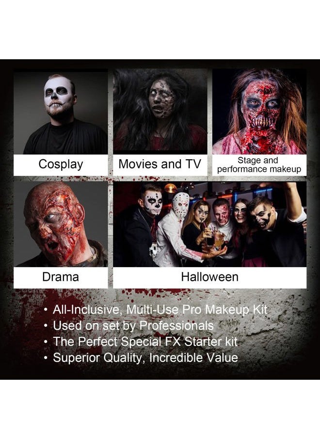 Immetee - Scar Wax SFX Makeup Kit, Face & Body Paint, Christmas Halloween Makeup Kit, Fake Blood, Painting Brushes, Spatula, Stipple Sponge, Stage Theatrical Party Cosplay, Carnival - Image 1