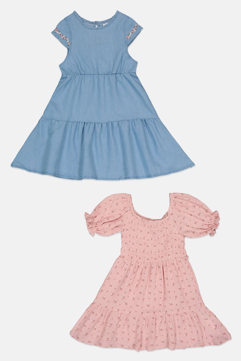Willow & Whistle Kids Girl 2 Pcs Floral Print Dresses, Multicolor - Image 2