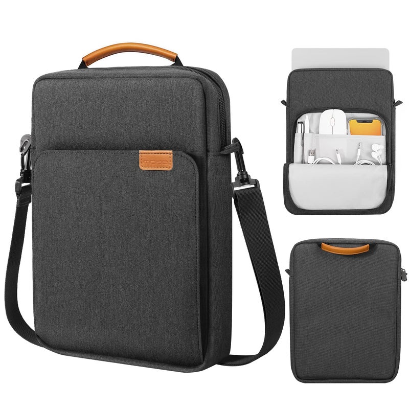 MoKo 13.3-14 Inch Laptop Sleeve Bag Fits Mac Neo 13-inch A18 Pro, Mac Pro 13.3" M2 2022/M5/M5 Pro/M5 Max 14.2" 2026, Mac Air 13.6" M5 2026, Handle Carrying Case with Shoulder Strap, Black & Gray - Image 1