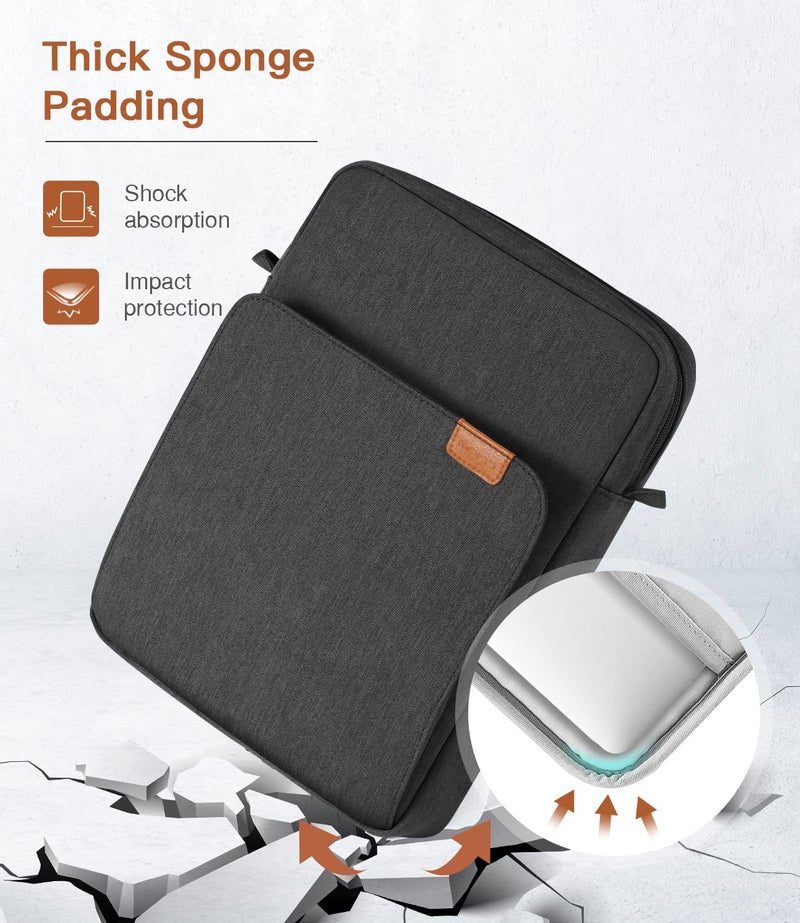 MoKo 13.3-14 Inch Laptop Sleeve Bag Fits Mac Neo 13-inch A18 Pro, Mac Pro 13.3" M2 2022/M5/M5 Pro/M5 Max 14.2" 2026, Mac Air 13.6" M5 2026, Handle Carrying Case with Shoulder Strap, Black & Gray - Image 4