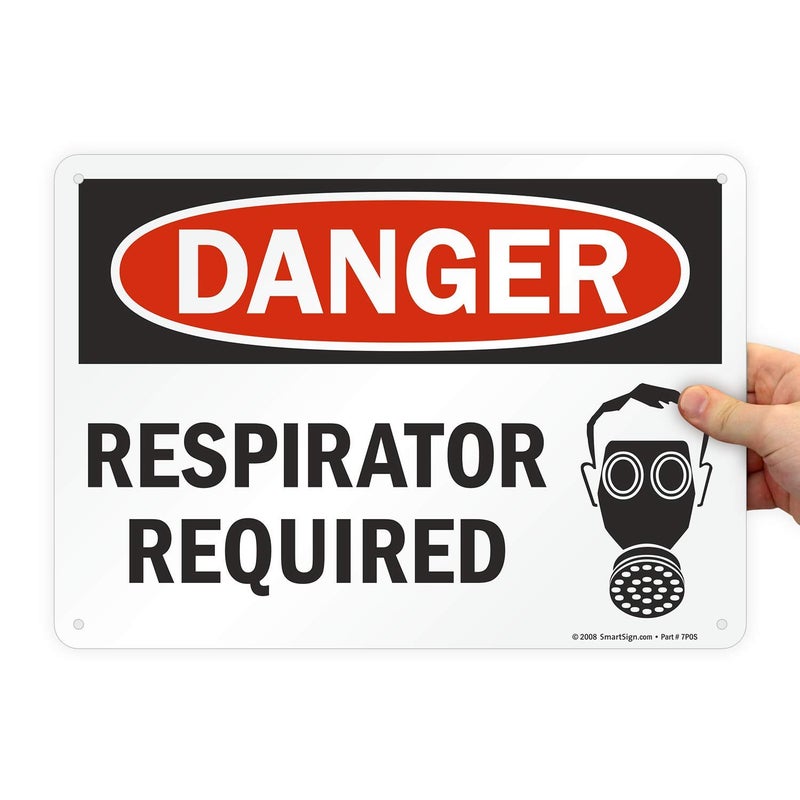 SmartSign "Danger - Respirator Required" Sign | 10" x 14" Aluminum - Image 1