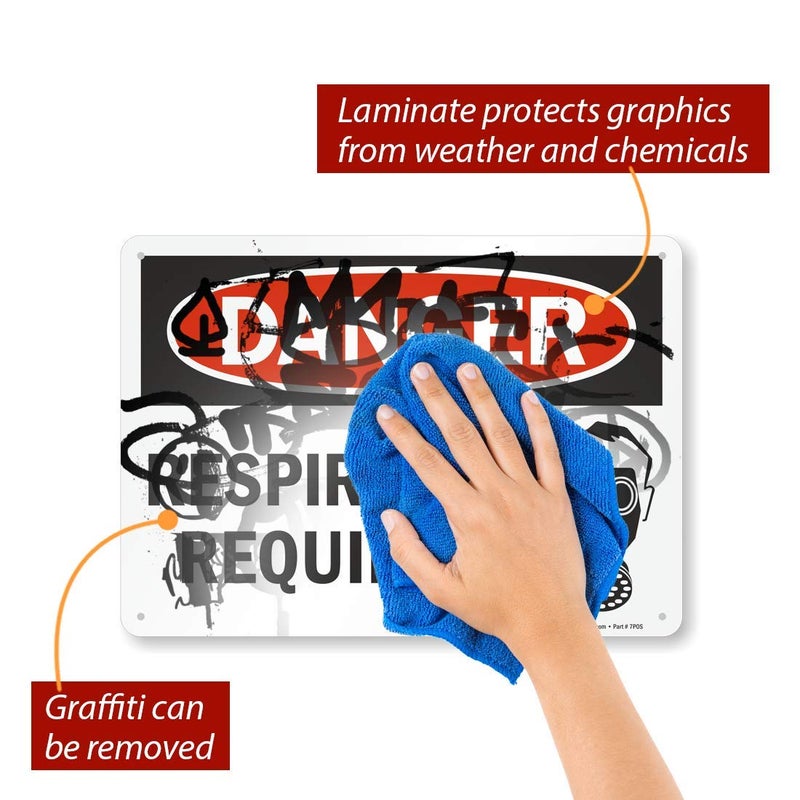 SmartSign "Danger - Respirator Required" Sign | 10" x 14" Aluminum - Image 5