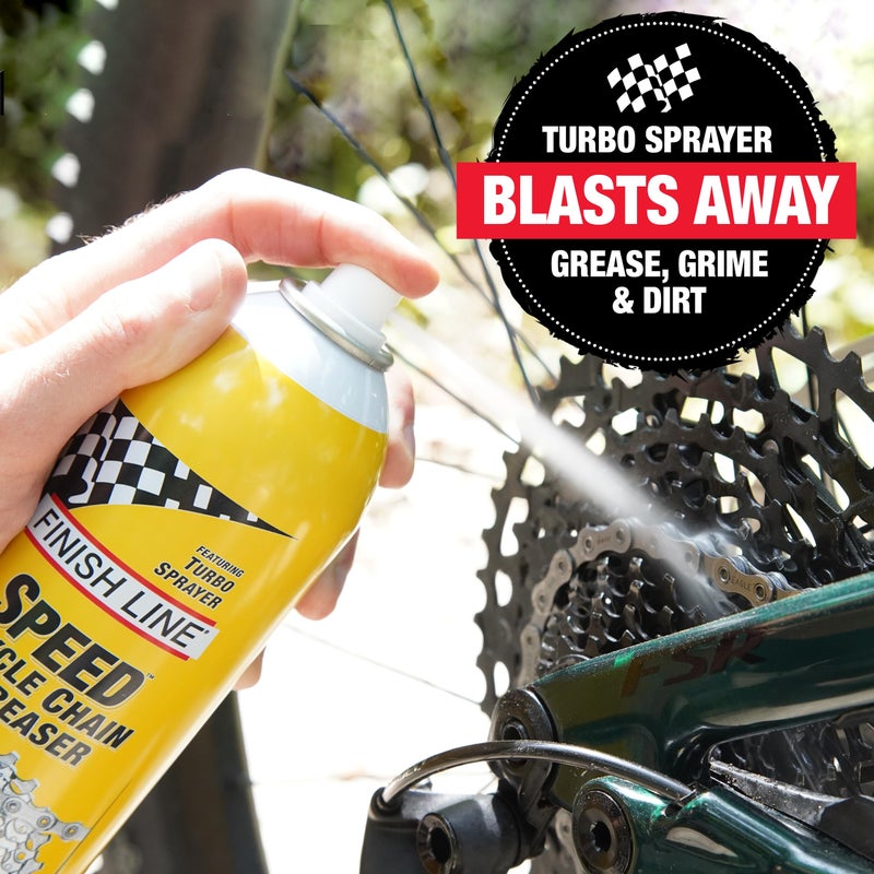 Finish Line Speed Bike Degreaser â€“ Powerful Dry Formula for Bicycle Chains, Gears, and Disc Brakes, Turbo Spray Cleans Fast, Evaporates with No Residue, 18 oz - Image 3