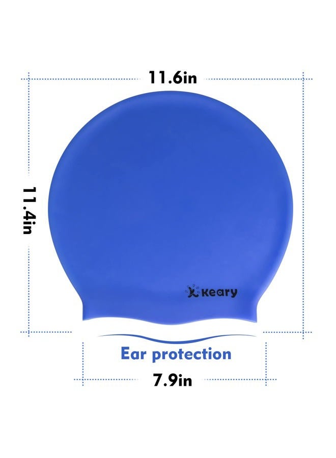 Keary Extra Large Swim Cap for Braids and Dreadlocks Afro Hair Extensions Weave Long Hair, Waterproof Silicone Cover Ear Bath Pool Shower Swimming Cap for Adult Youth Men Women Girl to Keep Hair Dry, Blue - Image 2