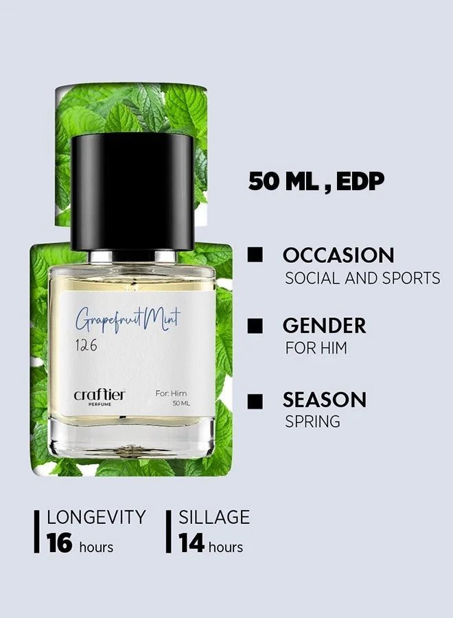 Craftier Perfume Inspired-Invictus Platinum GRAPEFRUIT MINT - Inspired of-INVICTUS PLATINUM, Eau De Parfum for Men - 50ml, Long Lasting Aromatic Fragrance Upto 16 Hrs, Travel Size Men's Perfume for Men | Best Price UAE