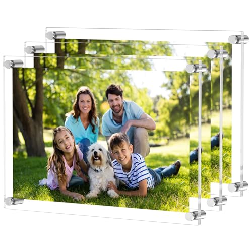 NIUBEE 12x16 and 11x17 Clear Acrylic Wall Mount Picture Frames A3 Size Floating Frameless Photo Frame for Certificate Poster DisplayDouble PanelFull Frame is 145x185 inch  3Pack