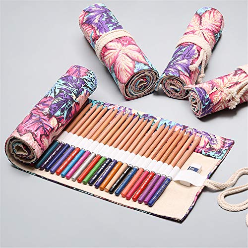 Funny live 36/48/72 Slots Colored Pencil Wrap Pencils Roll Holder Coloring Pencils Organizer Holder Colored Pen Paint Brush Storage Pouch Portable for Artist Student (Maple leaf, 48 Slots) - Image 5