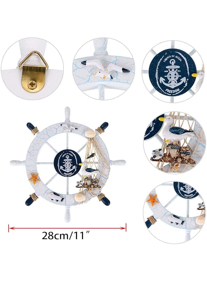 erorex Nautical Beach Ship Wheel And Anchor With Rope Nautical Boat Steering Wheel Rudder Anchor Wall Decor Door Hanging Ornaments Beach Theme Home Wall Decoration Pack Of 2 11In A - Image 4