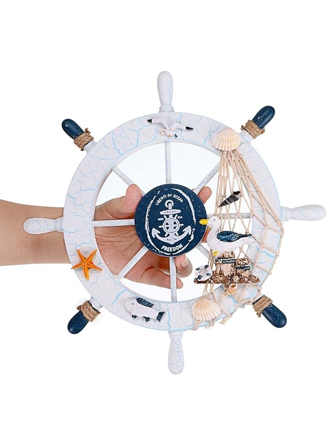 erorex Nautical Beach Ship Wheel And Anchor With Rope Nautical Boat Steering Wheel Rudder Anchor Wall Decor Door Hanging Ornaments Beach Theme Home Wall Decoration Pack Of 2 11In A - Image 3