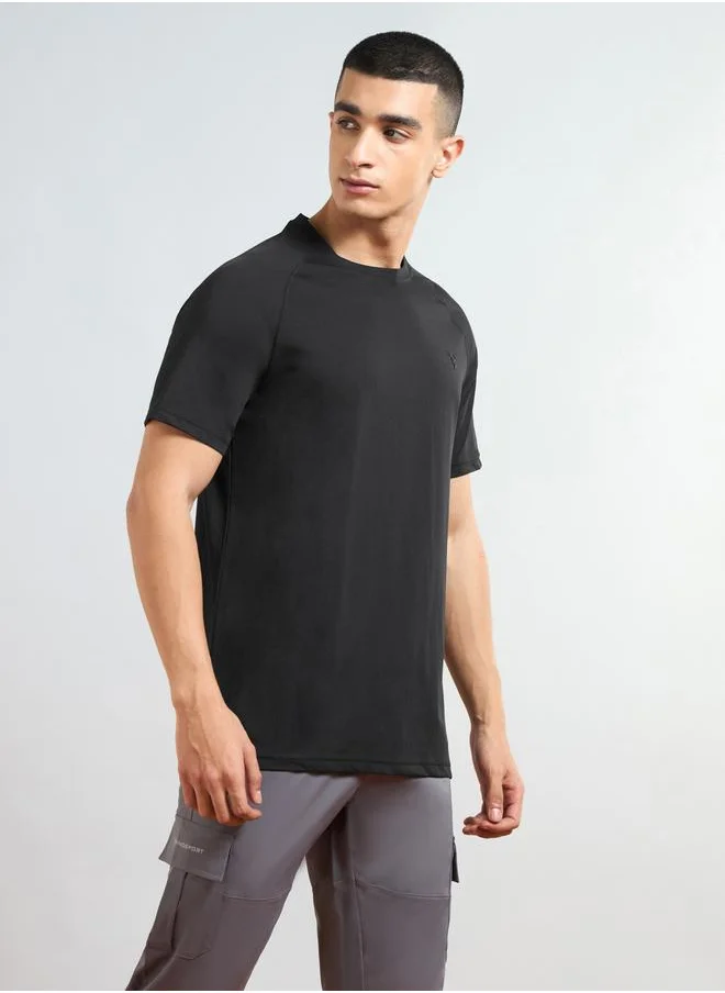 تكنوسبورت Technosport Solid Raglan Sleeves Round Neck T-Shirt
