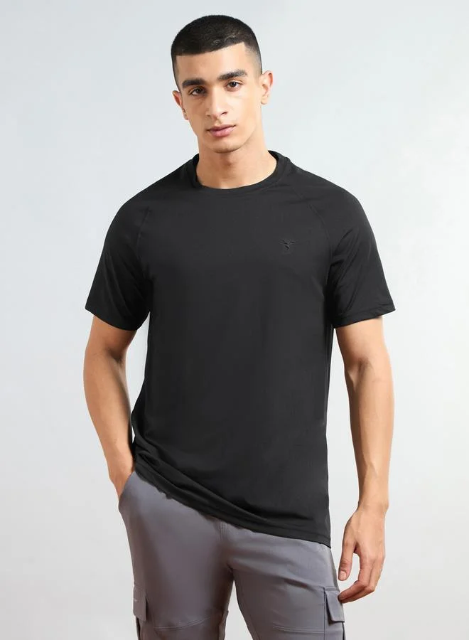 Technosport Technosport Solid Raglan Sleeves Round Neck T-Shirt