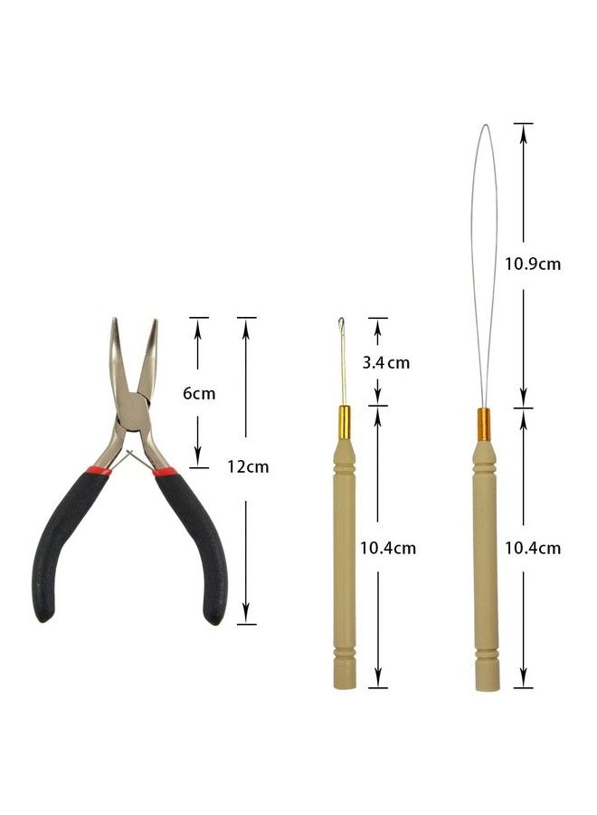 YTBYT Hair Extensions Tool Kit Black Hair Pliers Pulling Hook Bead Device Tool Kits And 500 Pcs 5 Mm Micro Links Rings Beads ( Black ) - Image 4