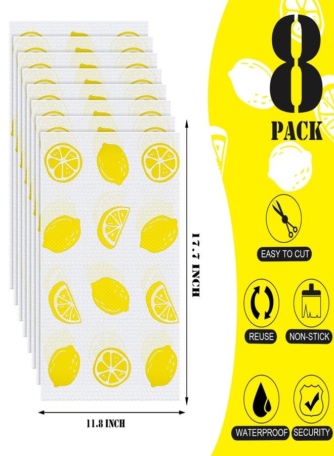 Cunhill 8 Pcs Refrigerator Liner Shelf Liner Waterproof Drawer Pad for Kitchen Cabinets Washable Refrigerator Mats 17.7 x 11.8 Adhesive Non-Slip Drawer Cover Sheet for Fridge Dresser(Lemon) - Image 2