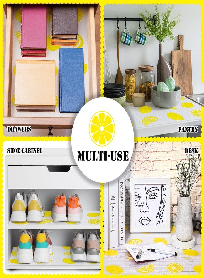 Cunhill 8 Pcs Refrigerator Liner Shelf Liner Waterproof Drawer Pad for Kitchen Cabinets Washable Refrigerator Mats 17.7 x 11.8 Adhesive Non-Slip Drawer Cover Sheet for Fridge Dresser(Lemon) - Image 3