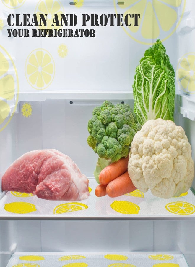 Cunhill 8 Pcs Refrigerator Liner Shelf Liner Waterproof Drawer Pad for Kitchen Cabinets Washable Refrigerator Mats 17.7 x 11.8 Adhesive Non-Slip Drawer Cover Sheet for Fridge Dresser(Lemon) - Image 5