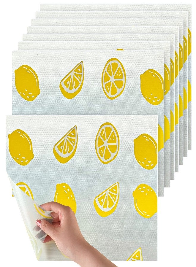 Cunhill 8 Pcs Refrigerator Liner Shelf Liner Waterproof Drawer Pad for Kitchen Cabinets Washable Refrigerator Mats 17.7 x 11.8 Adhesive Non-Slip Drawer Cover Sheet for Fridge Dresser(Lemon) - Image 1