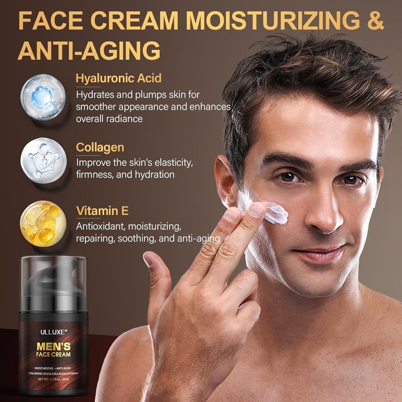 ulluxe Skin Care Kit for Men Face Skincare Lip Care Body Care for Men Mens Skincare Set with Face Cream Lip Balm Deodorant Stick Bath Soap Gifts for Mens Birthday Husband Dad Gift - Image 3