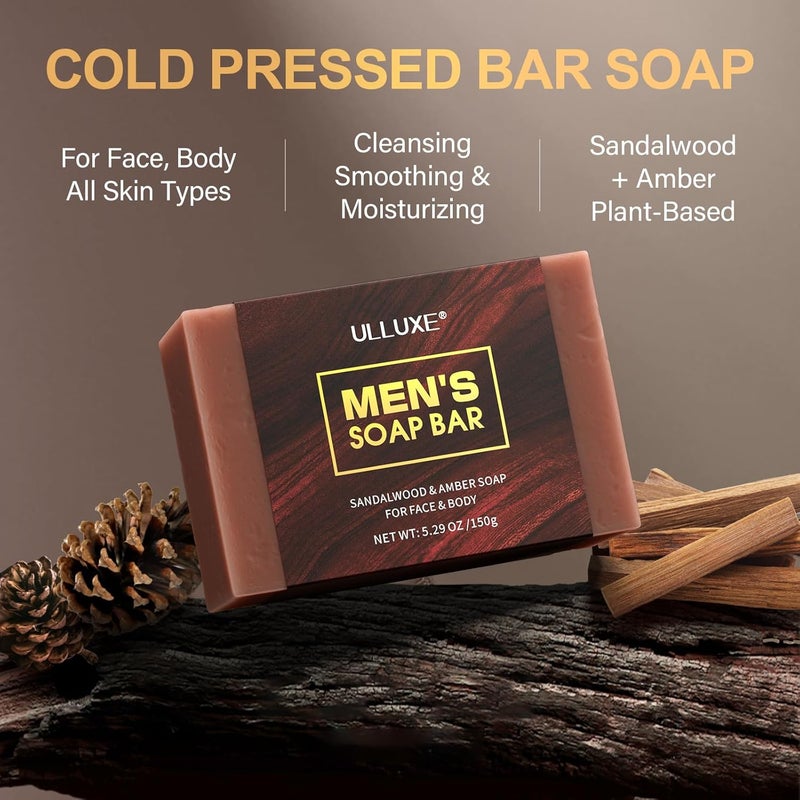 ulluxe Skin Care Kit for Men Face Skincare Lip Care Body Care for Men Mens Skincare Set with Face Cream Lip Balm Deodorant Stick Bath Soap Gifts for Mens Birthday Husband Dad Gift - Image 4