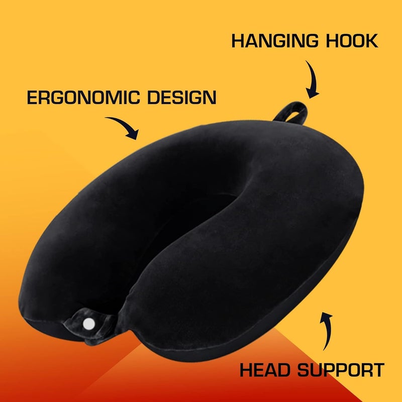 Hundur Store Hundur Store Premium Fiber Filled Neck Pillow, Aeroplane Travel Pillow Neck Adjustable 360 Degree Support Headrest Neck Support Comfortable Pillow with Eye mask - Image 3