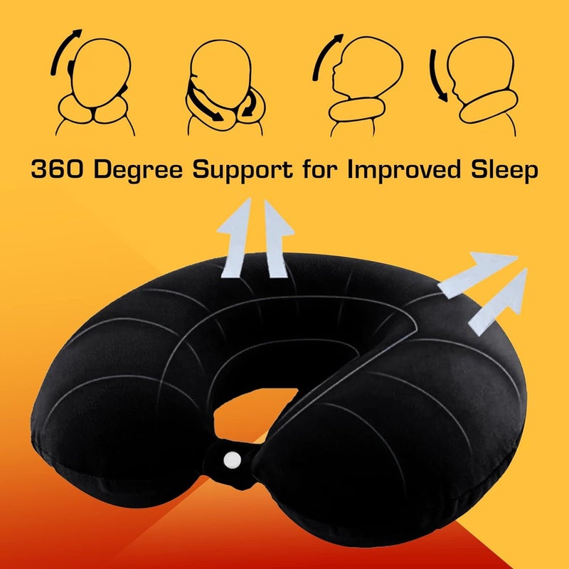 Hundur Store Hundur Store Premium Fiber Filled Neck Pillow, Aeroplane Travel Pillow Neck Adjustable 360 Degree Support Headrest Neck Support Comfortable Pillow with Eye mask - Image 4