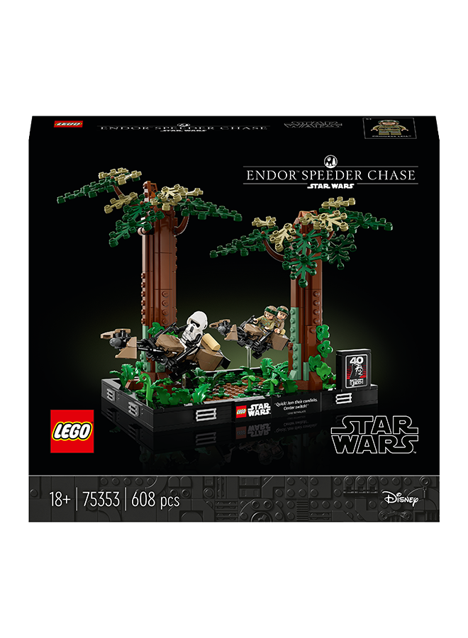 LEGO Star Wars Endor Speeder Chase Diorama Creative Building Set For Adults; Collectible, Brick-Built Scene For Display; A Fun Birthday Gift Idea For Fans (608 Pieces) 75353  - Image 2