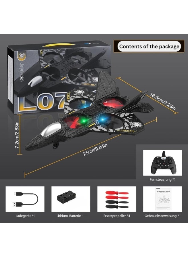 Remote Control Fighter Jet Plane for Kids – 4-Propeller RC Plane Toy with Extra Propellers, USB-C Charging Cable, and Rechargeable Battery – Durable Foam Aircraft for Indoor/Outdoor Flying - Image 2