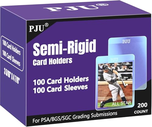 PJU 100ct Semi Rigid Card Holders 100ct Card Sleeves for PSA SGC BGS CSG Graded Card Submissions Semi Rigid Baseball Cards Sleeves Protectors PSA Graded Trading Cards Sleeve - Image 1