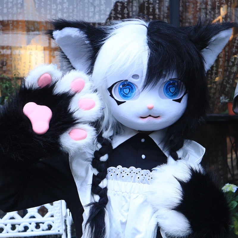hbbhml Animal Cat Head Mask Fursuit Cute Plush Anime Masks for Halloween Masquerade Cosplay Costume Accessory - Image 5