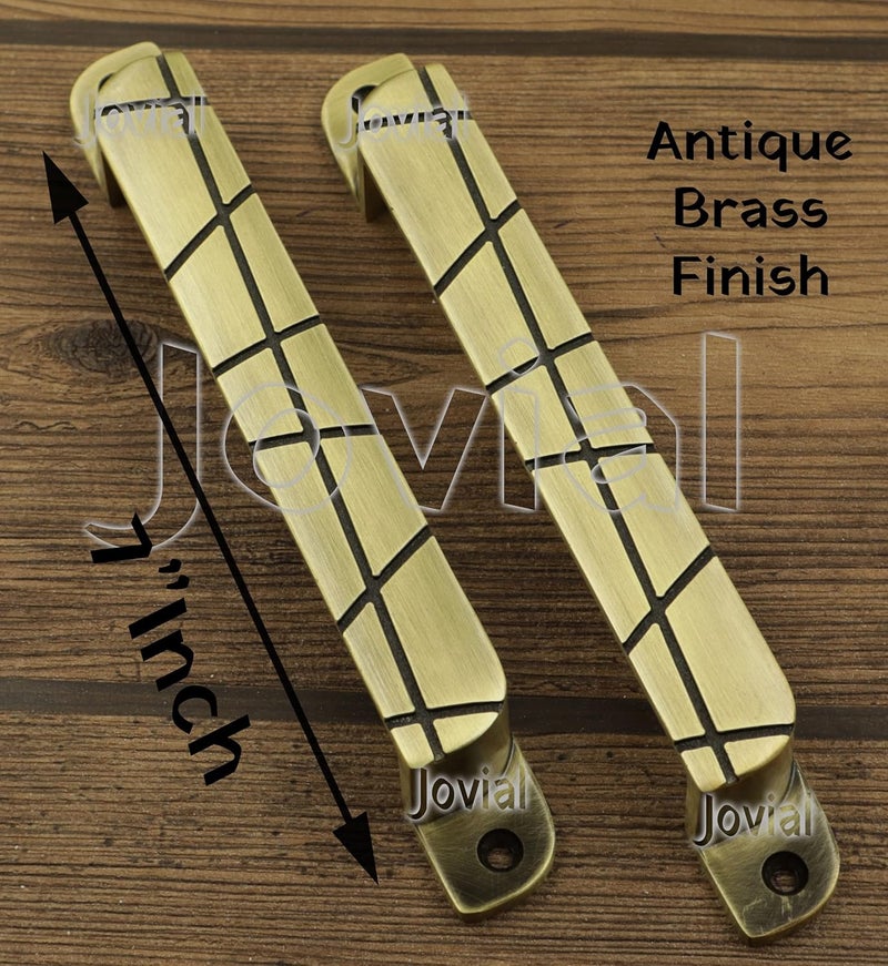 Jovial 124 Main Door HandleDoor HandlePull HandleHandle Set 7 Inch Finish Antique Brass Material Zink Alloy 2 Pcs Set - Image 2