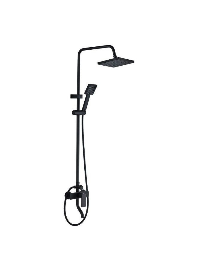milano Matte Black Shower System with Handheld & Rain Shower Head - Image 1