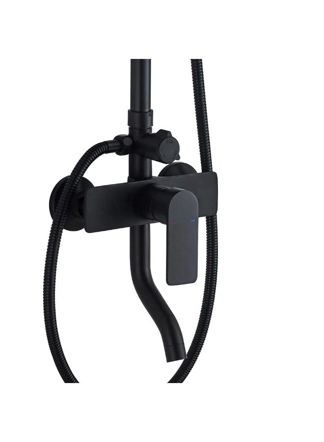 milano Matte Black Shower System with Handheld & Rain Shower Head - Image 2