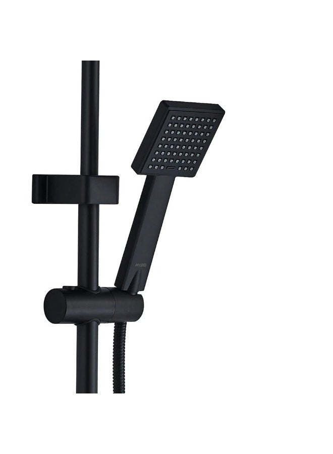 milano Matte Black Shower System with Handheld & Rain Shower Head - Image 3