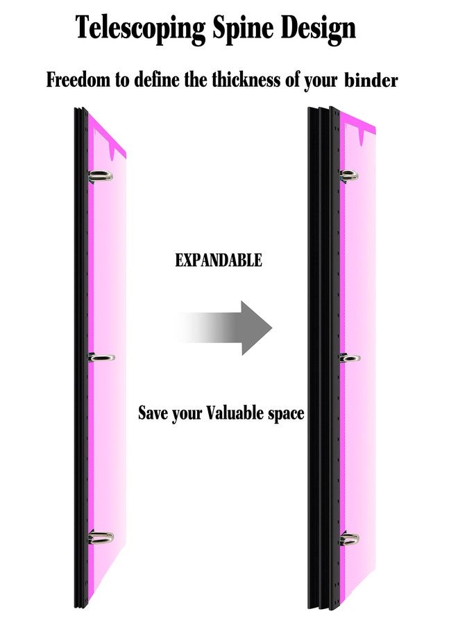 INFUN 1 Inch Telescoping 3 Ring Binder - 1PCS-Pink - Image 2
