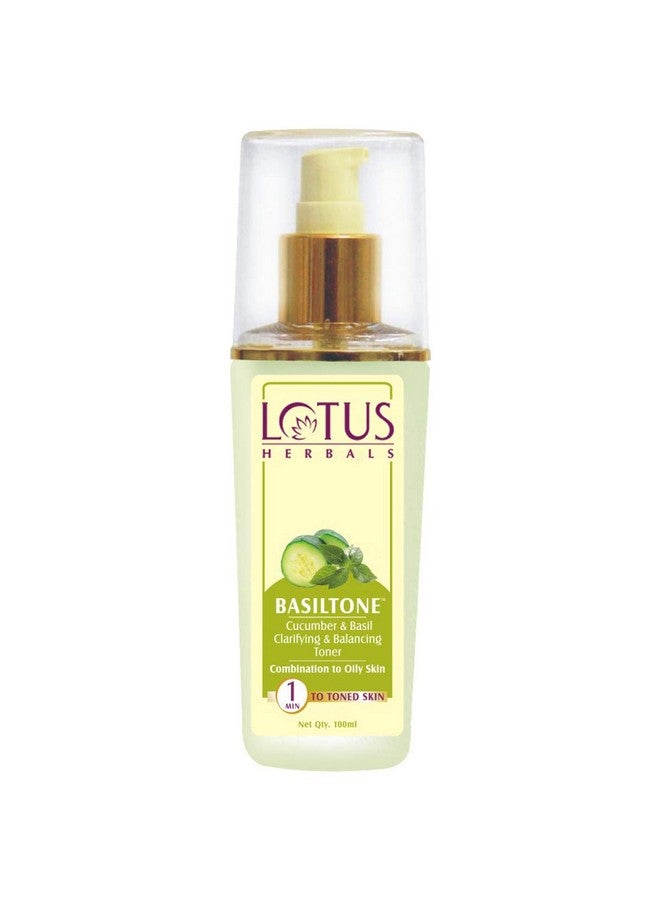 LOTUS HERBALS Basiltone Clarifying & Balancing Skin Toner Liquid| With Cucumber & Basil Oil| For Combination & Oily Skin | 100Ml  - Image 1