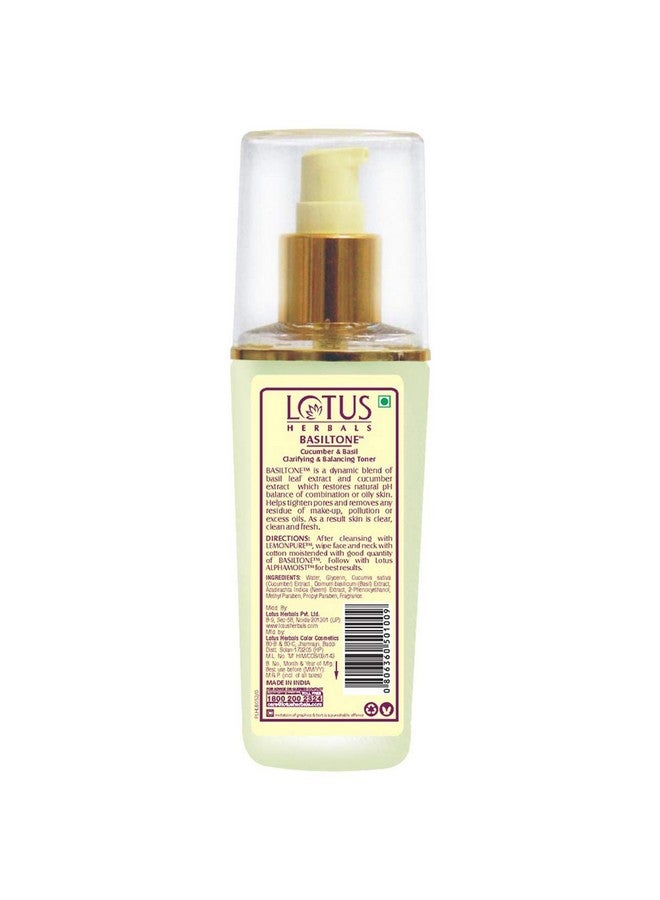 LOTUS HERBALS Basiltone Clarifying & Balancing Skin Toner Liquid| With Cucumber & Basil Oil| For Combination & Oily Skin | 100Ml  - Image 2