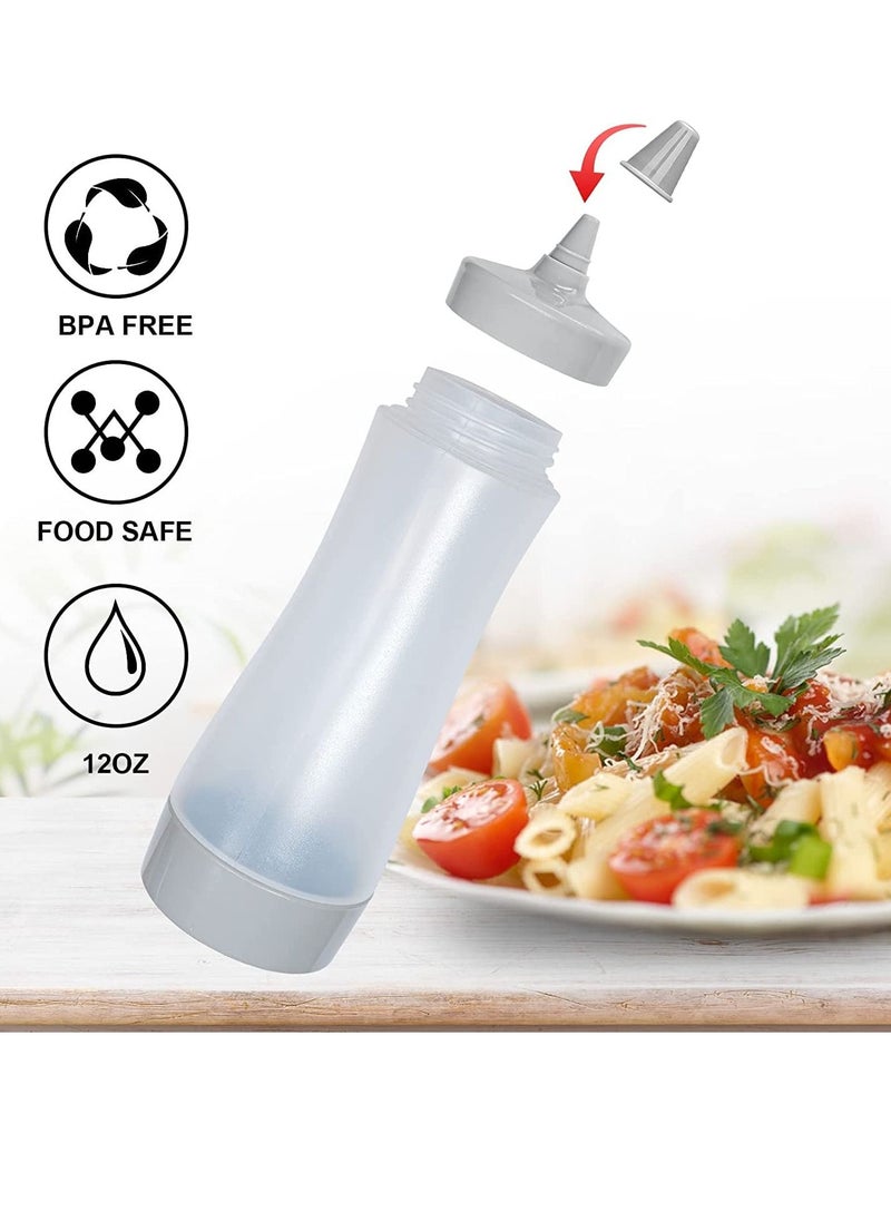 Excefore Porous Squeeze Bottles, Leak Proof Refillable Condiment Container for Kitchen Use, Salad Dressings, top dispensers for ketchup mustard mayo hot sauces olive oil(12 oz)  - Image 2