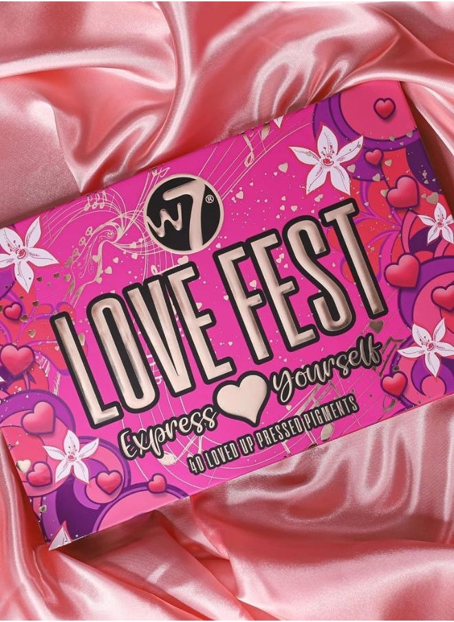 W7 Cosmetics W7 Love Fest Pressed Pigment Palette - 40 Playful Party Colours With Matte, Shimmer, Glitters - Flawless Long-Lasting Bold Makeup  - Image 2