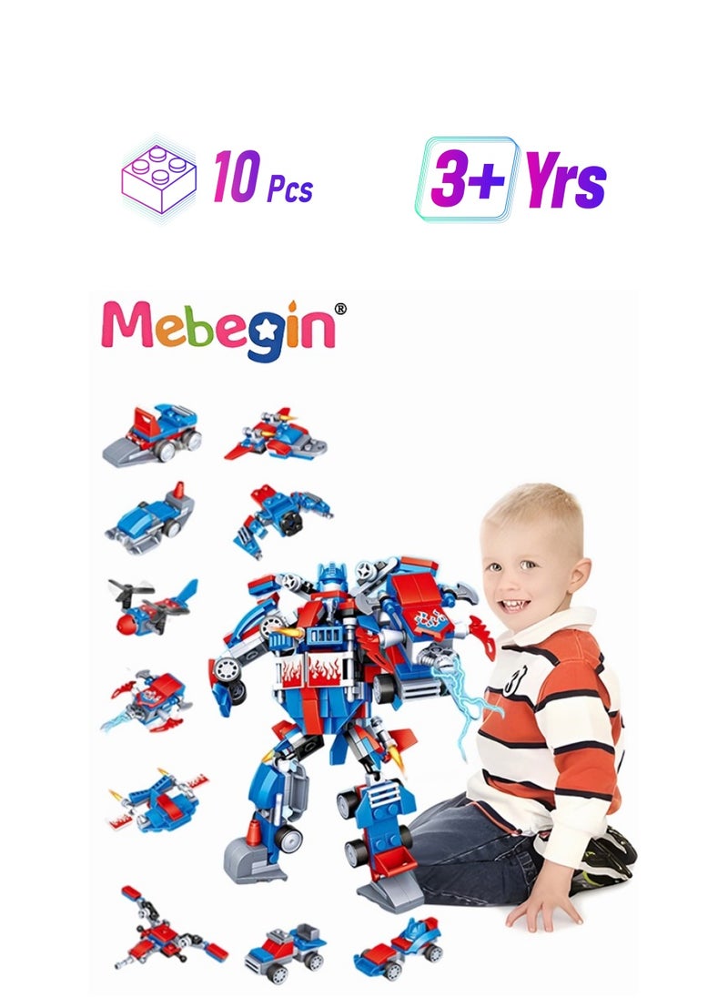 MEBEGIN 10 In 1 Transformers Toy with Multiple Playstyles, Fun Robot Car Toy, Vehicles Transform Robot Toy, Multifunctional Blocks Building Toys, Easy to Assemble, Ideal Gift for Kids for Any Festivals and Occasions  - Image 1