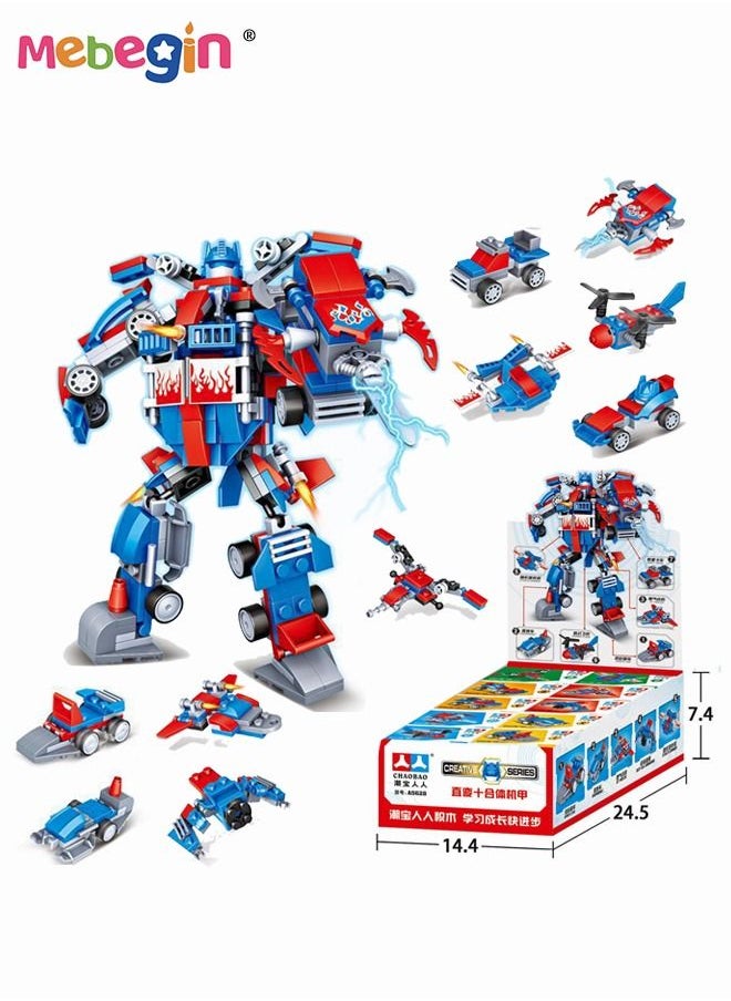 10 In 1 Transformers Toy with Multiple Playstyles, Fun Robot Car Toy, Vehicles Transform Robot Toy, Multifunctional Blocks Building Toys, Easy to Assemble, Ideal Gift for Kids for Any Festivals and Occasions