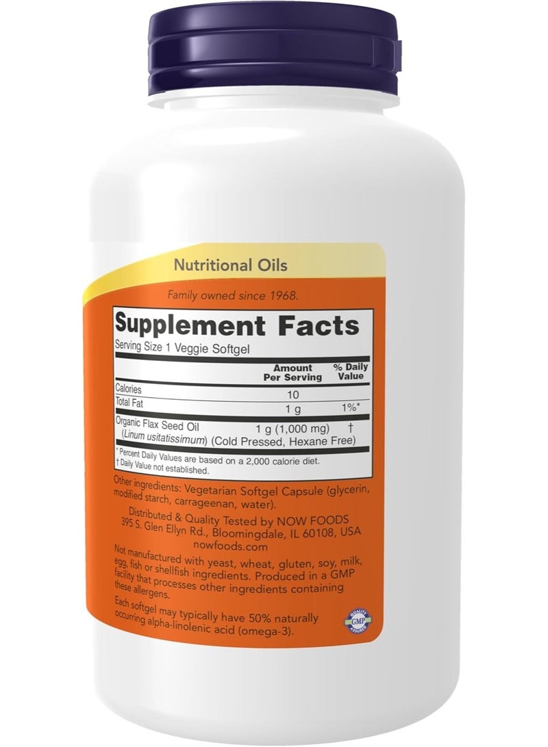 NOW Flax Oil 1000mg Omega-3 ALA Softgels – Cold Pressed, Hexane Free, Vegan & Non-GMO – Skin & Heart Health Support – 120 Softgels – GMP Certified, USA Packaged, Essential Fatty Acids - Image 2